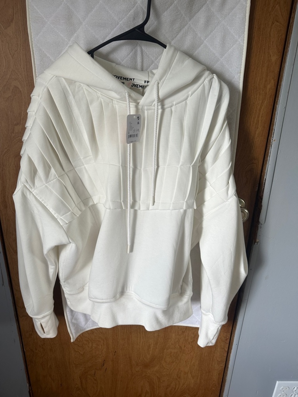 FP Movement by Free People Ivory Pleated Pullover Hoodie